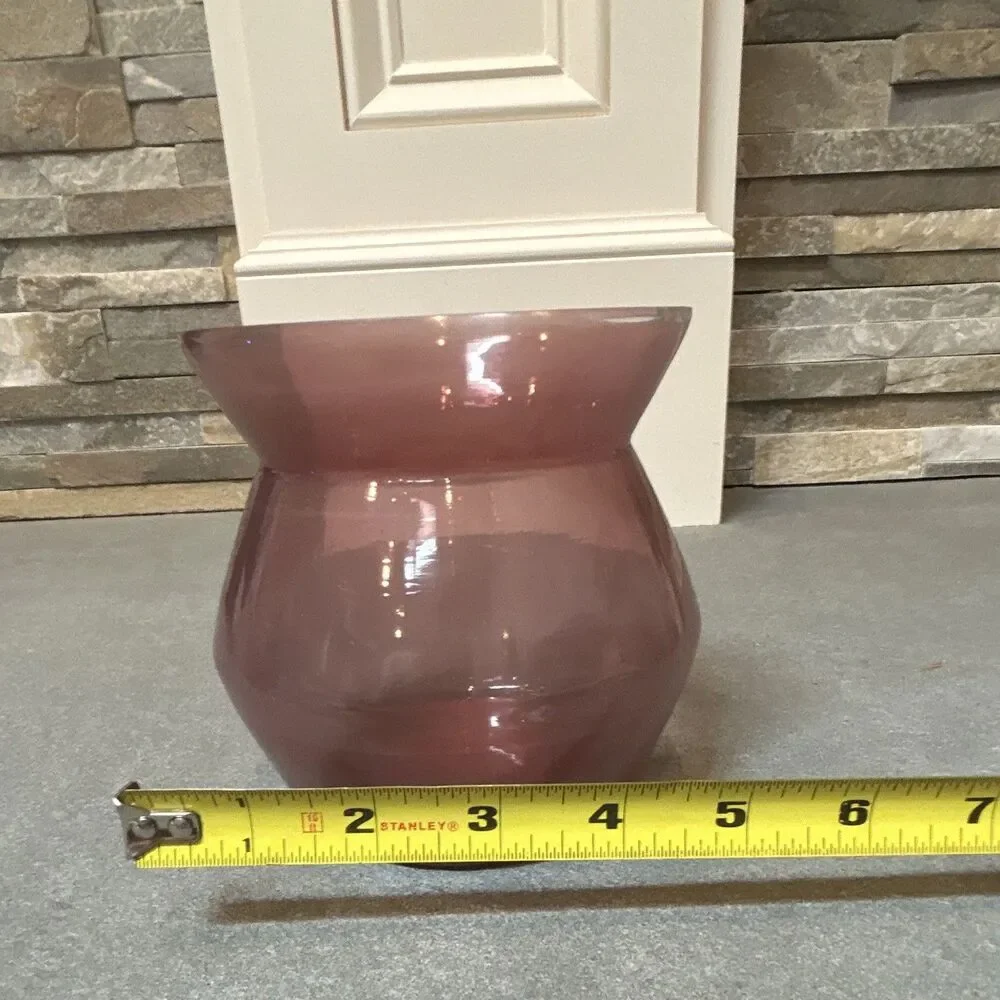Ashland Easter Meadow Purple Glass Pillar Candle Holder 6x6x5 in